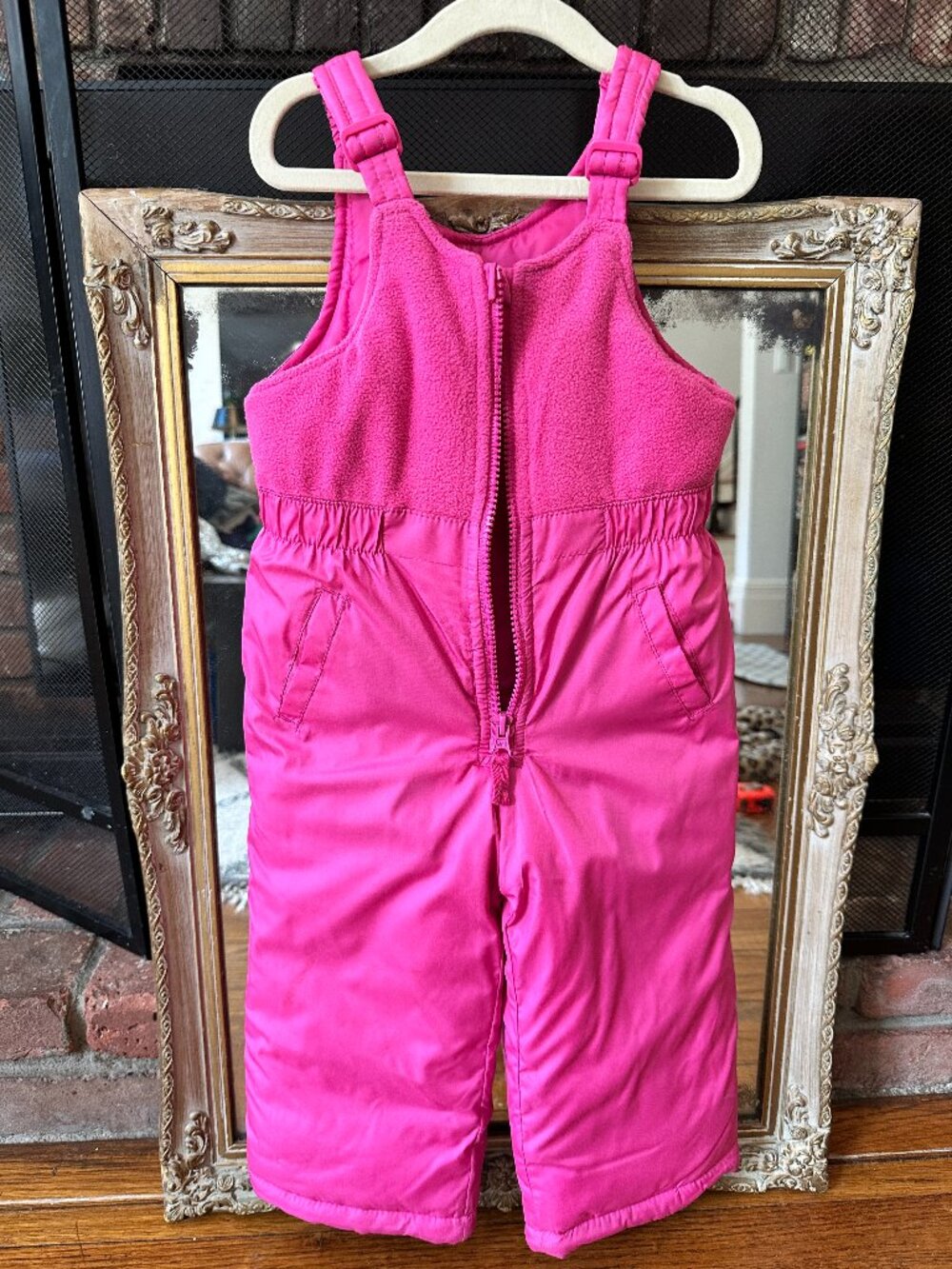 Oshkosh B'gosh Girls Kids Pink Snow Bib Overalls, sz 24M